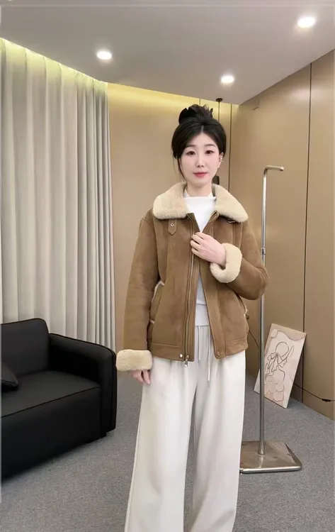 2025【秋风香林】时尚特调色百搭皮毛短款外套