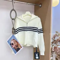 君君家【立领】韩版条纹立领加厚羊毛衫 6937