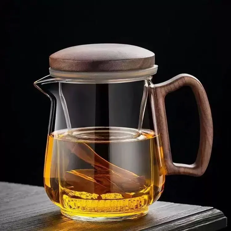胡桃实木泡茶壶茶道茶器家用煮花茶壶茶具分离过滤泡茶杯泡茶神器