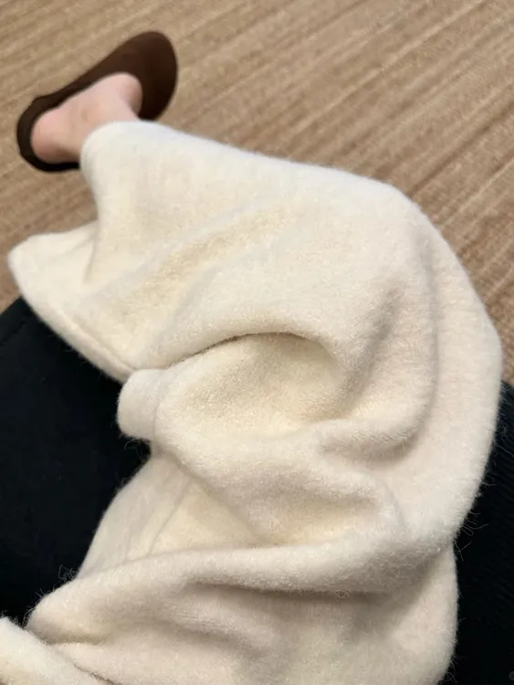 白色秋冬加厚毛呢阔腿裤新款宽松慵懒风大码胖mm垂感直筒休闲裤子
