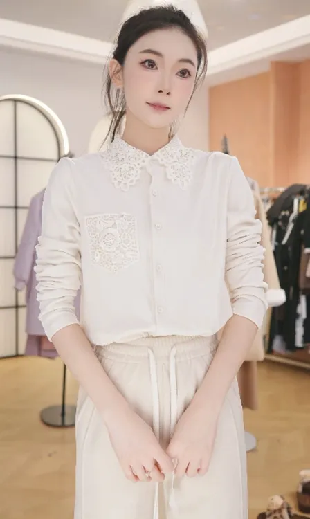 F3077上衣2025年冬季新款长袖气质翻领衬衫内搭显瘦衬衣