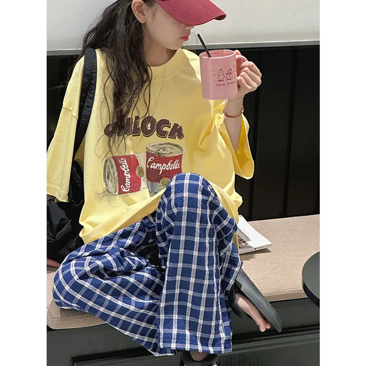 K28601韩系女童短袖T恤儿童上衣2025新款夏装大童休闲宽松半袖潮t