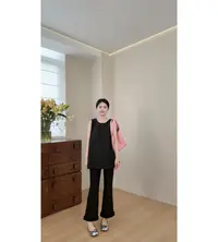 miss muzi“新星top.超模神裤”（光版/花边）塑腿型超显瘦高弹微喇裤