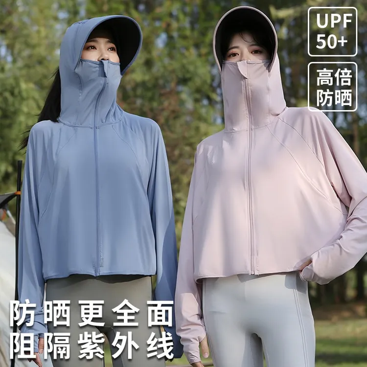 冰丝原纱薄款2025夏季新款防晒衣女黑胶帽檐防紫外线upF50+防晒衫