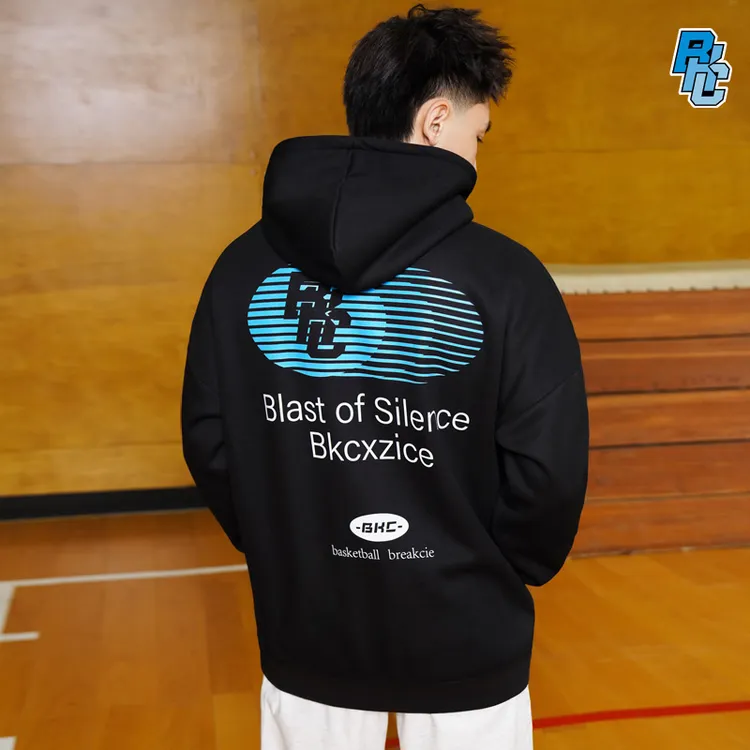 BKCXZICE美式印花卫衣秋冬款潮牌休闲宽松保暖连帽衣情侣重磅帽衫