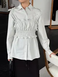 【素简】 慵懒宽松衬衫+外穿背心两件套女秋季新款层次感上衣01702