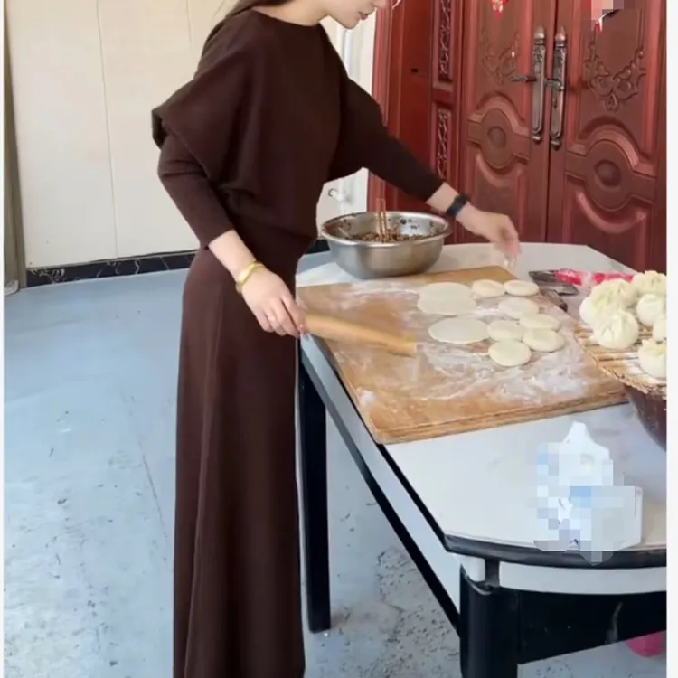 时尚潮流百搭优雅风长款提花上衣半裙女装