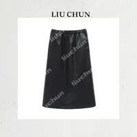 【松紧腰小皮裙】CHUN家百搭休闲气质半裙