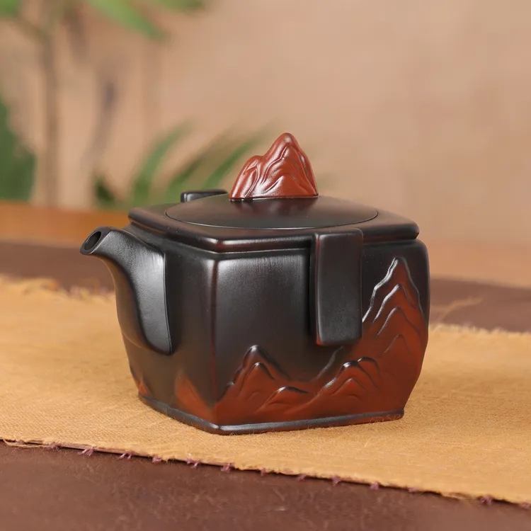 云南紫陶茶壶全手工观山四方手抓壶家用凤鸣壶新中式功夫茶具