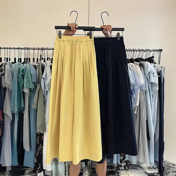 高级感气质百搭显瘦松紧腰垂感休闲裤女夏季显瘦直筒小个子阔腿裤