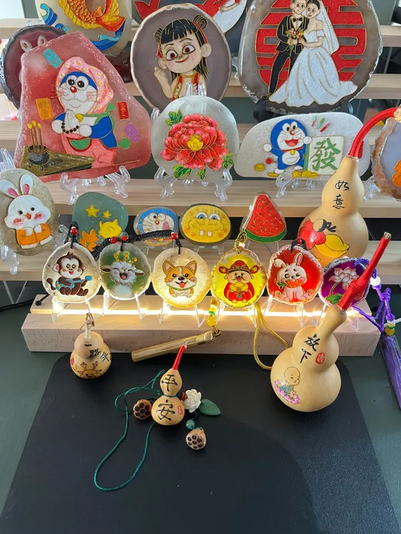 创意手工葫芦彩绘掐丝珐琅石头画(直播间一物一拍)请勿随意下单