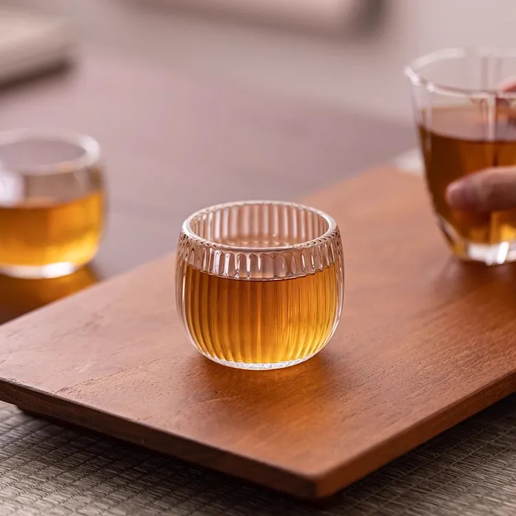 耐热玻璃透明锤纹茶杯品茗杯家用功夫茶具水杯个性化主人杯