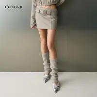 Chuji出迹 休闲慵懒风高腰短裙女 漫懒束腰裙影 包臀半裙E2M2767L