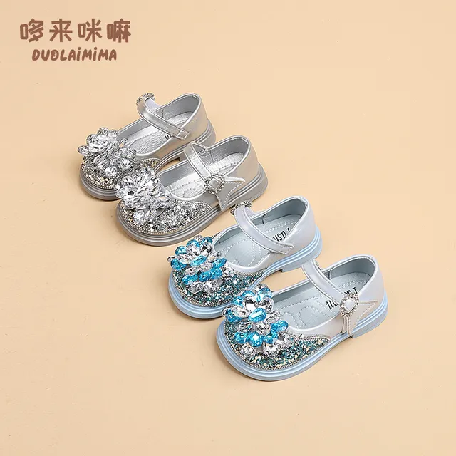 安踏联名赞踏女童公主鞋儿童水钻浅口小皮鞋2025春季新款女宝鞋子