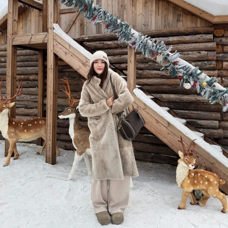 Moprobably李予诺「山物」高奢气质羊毛革长款皮草外套L5481045