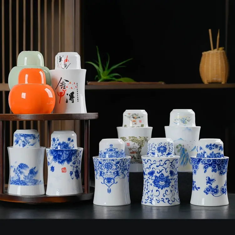 陶瓷三件套中式温酒器青花汝窑家用烫酒热酒壶黄酒白酒清酒温酒壶