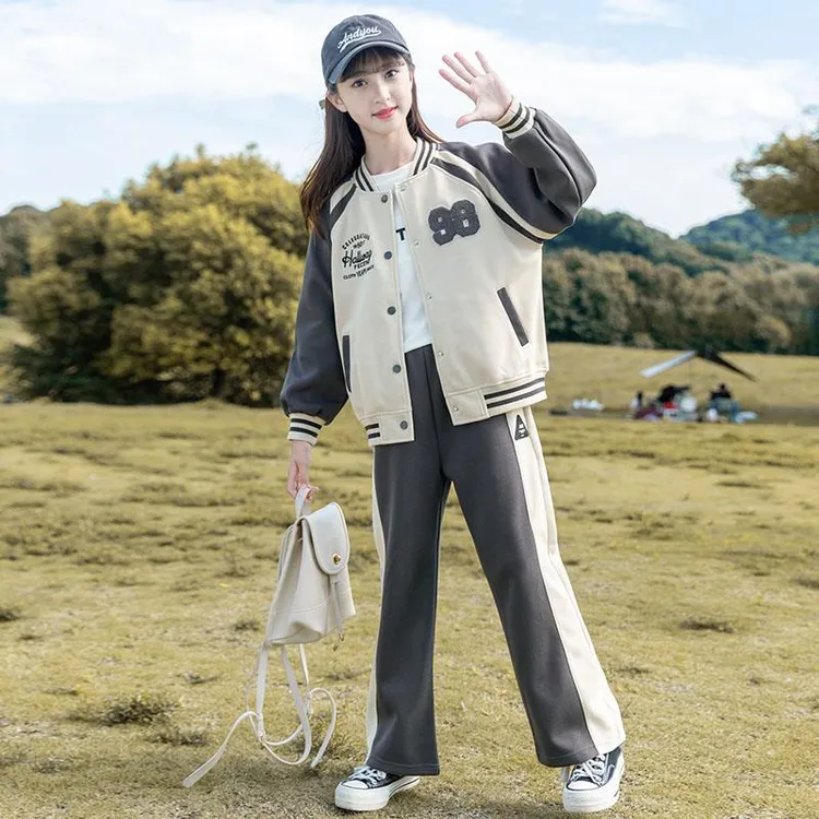 巴拉巴拉童装适用女童秋装运动套装秋款2025新款中大童棒球服女孩