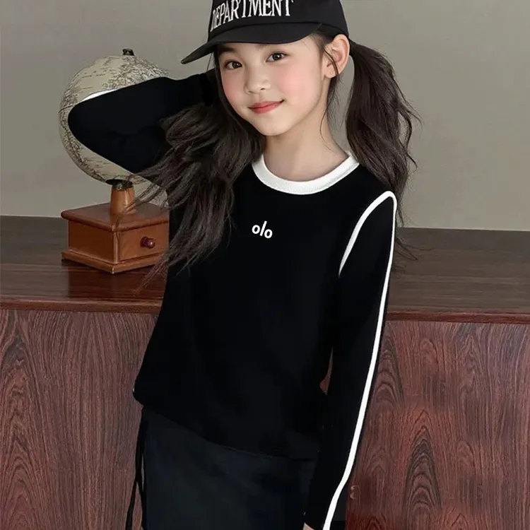 新款儿童时髦条纹上衣女童长袖休闲装洋气网红打底衫