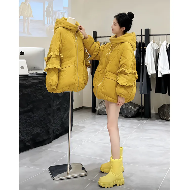 韩系小众百搭简约时髦外套女2026冬季新款设计感通勤慵懒松弛棉服