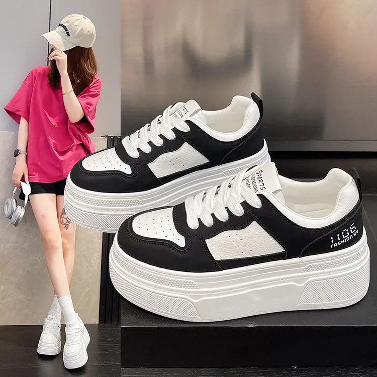 啄fash鸟增高7公分拼色透气韩版低跟女厚底欧若智休闲板鞋百搭