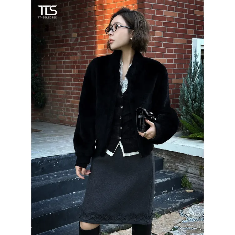 TT【黑绷带】澳洲进口美利奴羊毛轻奢A+级羊皮毛一体皮草外套PC5080