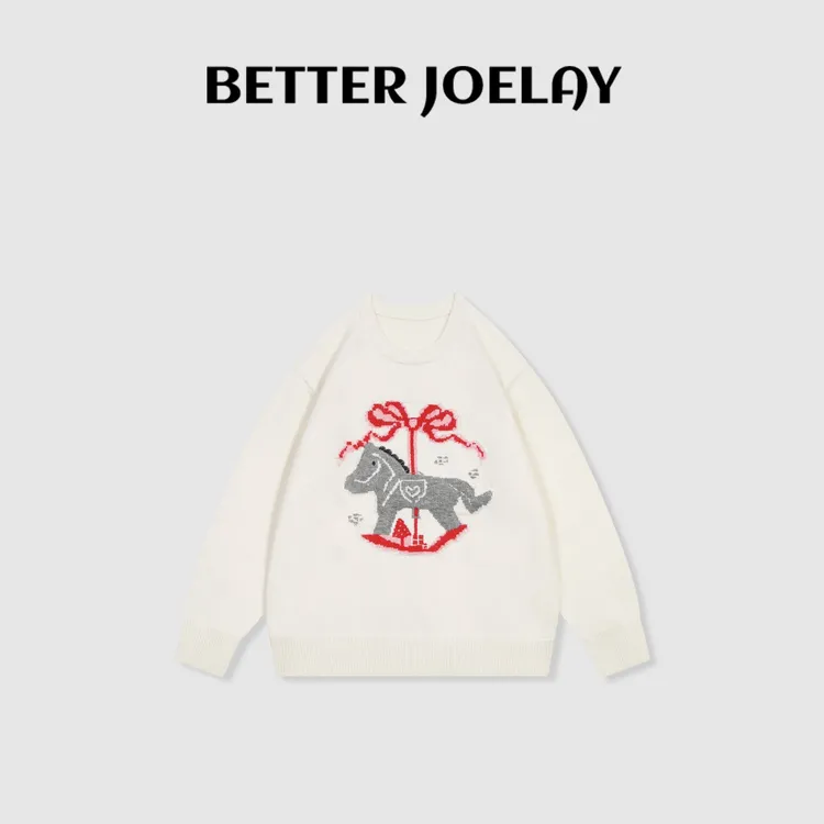 BETTER JOELAY-【小马弦舟】时尚百搭针织套头毛衣个性慵懒LL6502
