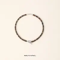 muyang/慕阳 钛钢仿水晶项链 气质手工时尚百搭小众简约棕雪项链