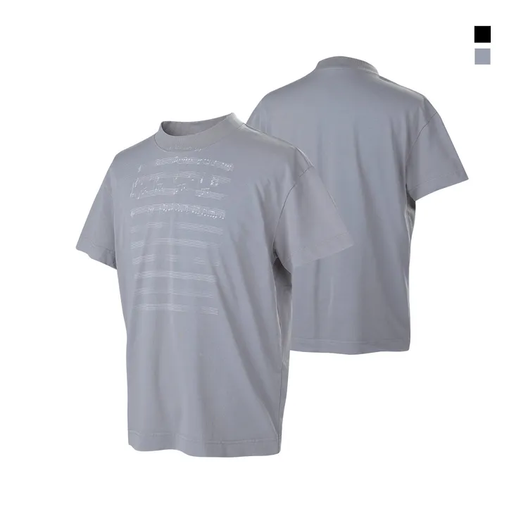 <0868-零捌陆捌>25SS短宽boxy轻水洗做旧乐谱丝网印花T恤情侣