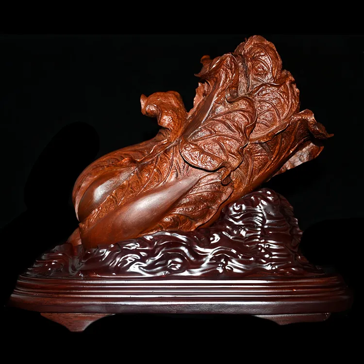 雷击枣木百财聚来白菜摆件中式家居客厅玄关招财装饰乔迁开业礼品