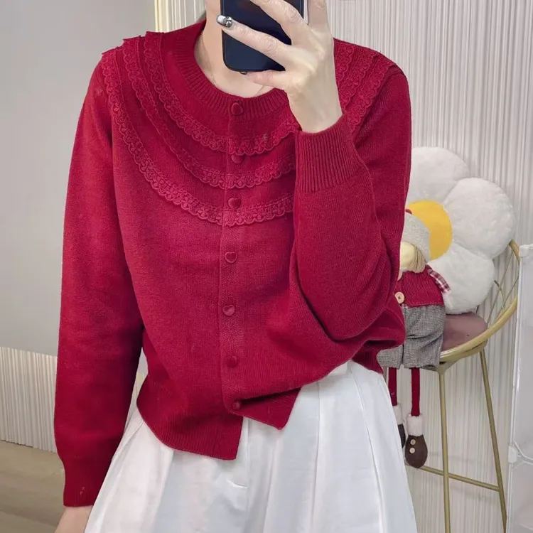 【韩衣舍】815235女常规包袖长袖圆领甜美毛针织衫百搭气质