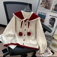 【拍下有披肩】法式甜美带披肩别致长袖针织开衫学院风百搭外套女潮