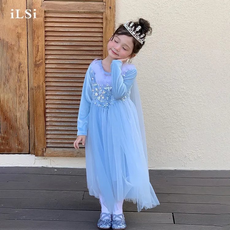 女童秋季连衣裙艾莎公主裙子儿童冰雪奇缘爱莎裙宝宝生日春节礼服