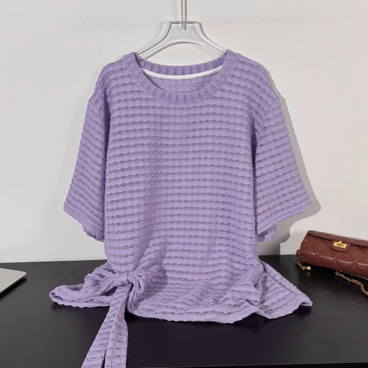 小韩日记【轻盈如烟】短袖时尚T恤百搭夏季休闲圆领设计师套头1680