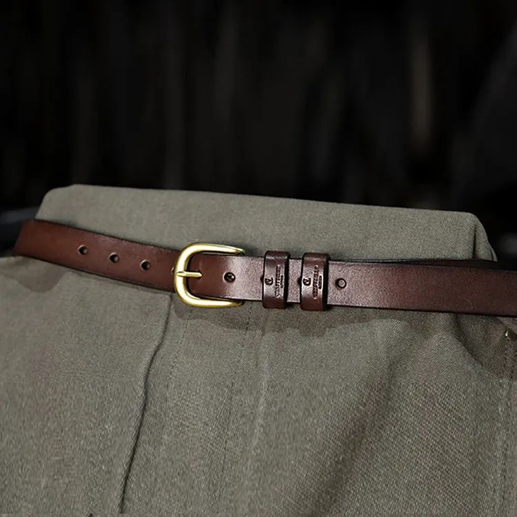 （女款）黄铜针扣+头层牛皮手工皮带腰带真皮复古女士休闲