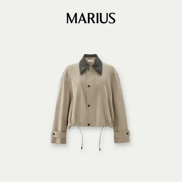 MARIUS“胖豆豆风衣”经典百搭短款编制夹克外套短裤