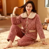 睡衣女冬季2025新款高级气质感法兰绒长袖长裤两件家居服套装