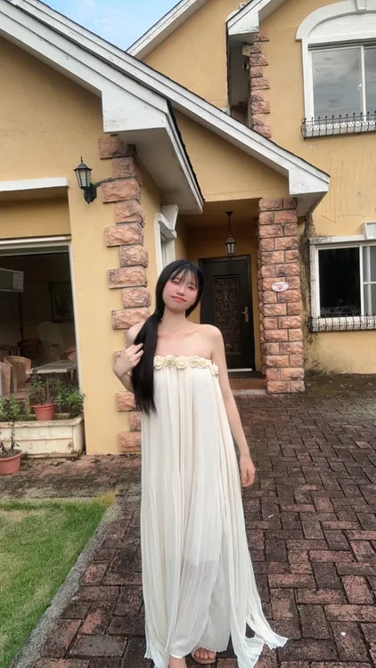 法式重工一字肩立体花朵仙女高级感夏季女性连衣裙