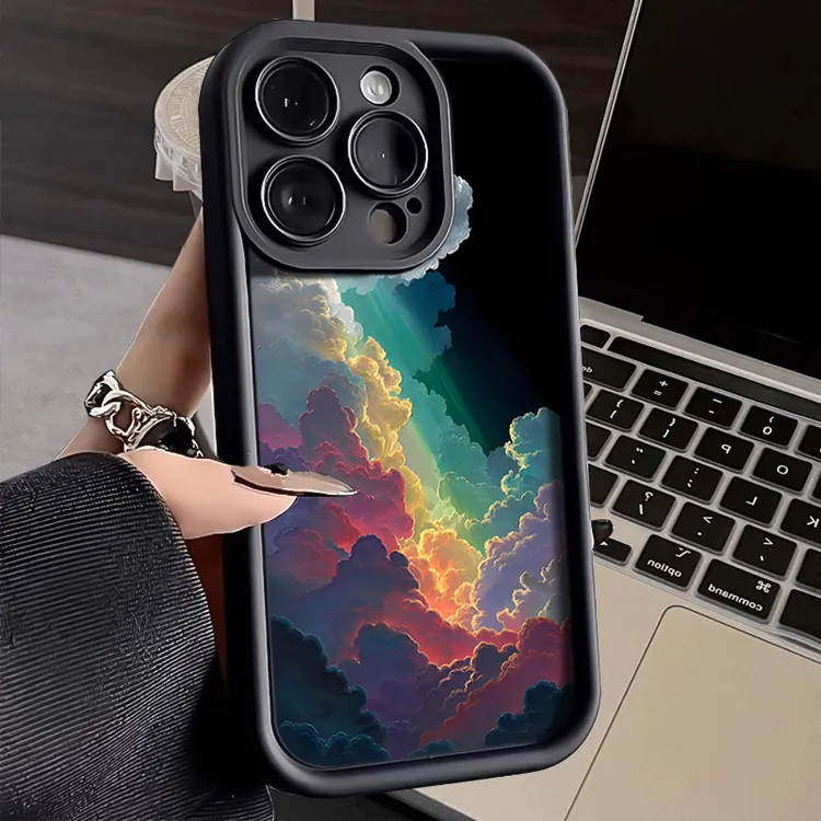七彩祥云适用iphone17苹果手机壳1615promax金刚砂14软硅胶131211