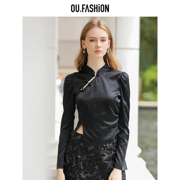 【商场同款】OU.FASHION/欧点桑蚕丝新中式上衣1032430381