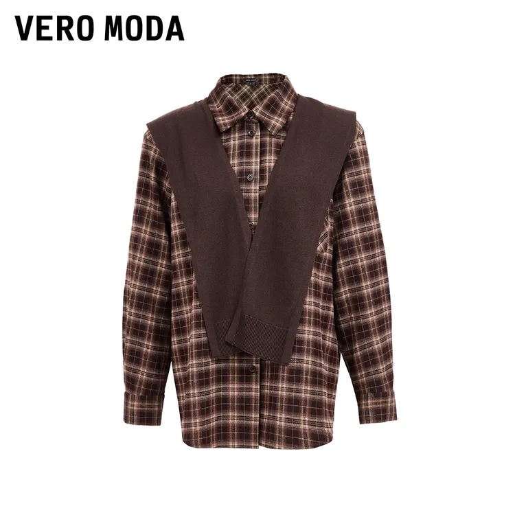 Vero Moda衬衫2025冬季新款格子简约上衣立裁版型宽松325405013