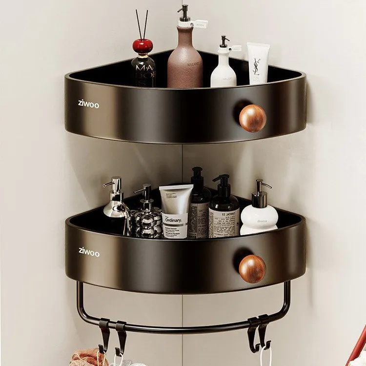 中古风浴室置物架免打孔卫生间三角篮厕所洗漱台墙上收纳转角架