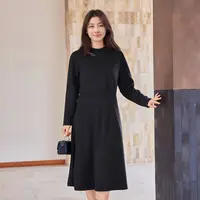 MsShe大码女装2025秋装手工钉珠圆领收腰显瘦针织连衣裙S2510003