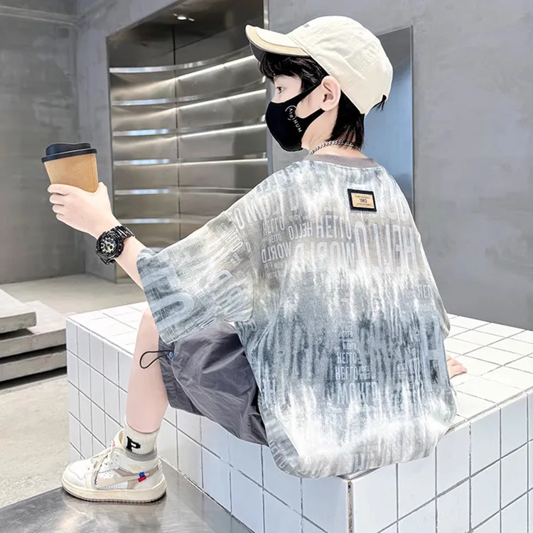  男童短袖T恤2025新款夏季中大儿童男孩宽松休闲T恤潮牌［1156］