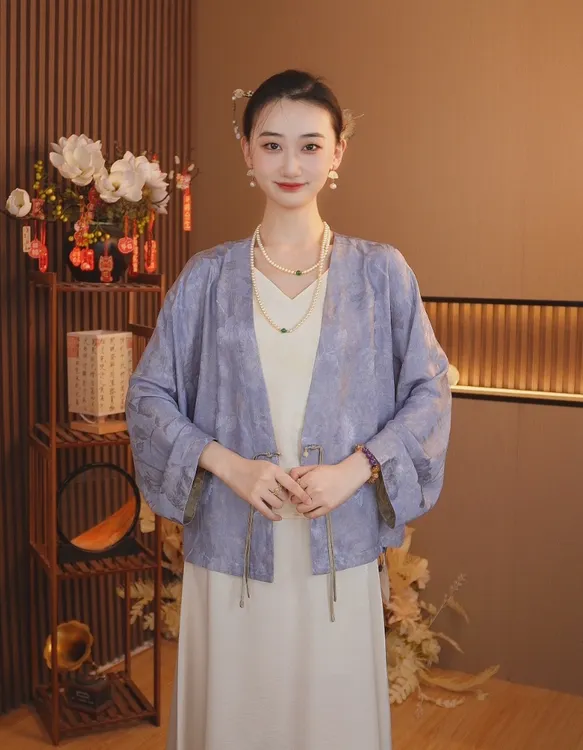 【伴云来】新中式国风花萝提花老料双面穿新款外套2025C7775-雨情