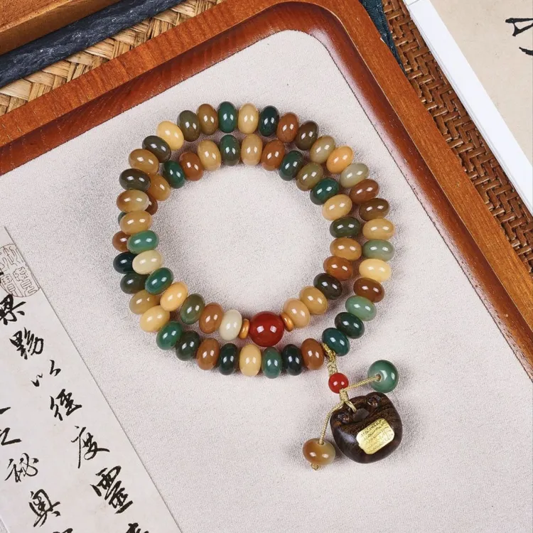 福锁算盘珠女款文玩国风莲蓬6*9送盘玩袋