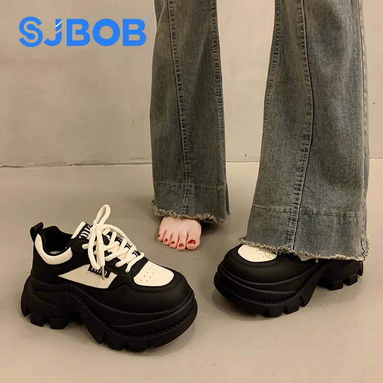 SJBOB高级感厚底小白鞋子女2025秋冬新款松糕百搭休闲运动老爹鞋