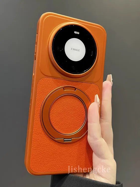 复古拼接素皮适用华为mate80Promax磁吸支架手机壳旋转70/pro时尚