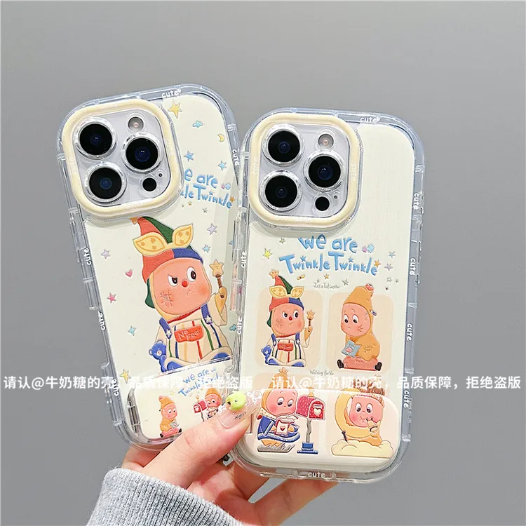 新款星星人镜子支架适用苹果16泡芙羽纱手机壳华为vivo小米15OPPO