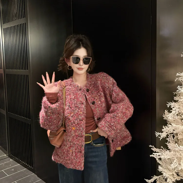 GUIDI GUDI【烟粉云霞】秋冬氛围感气质显瘦外套/黄加蓝