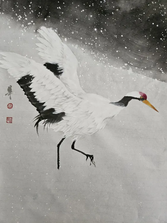 仙境主题字画作品写意花鸟国画